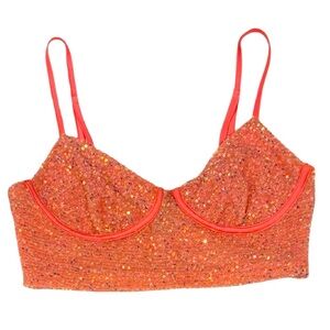 Forever 21 Sparkling Sequin Bralette - Coral